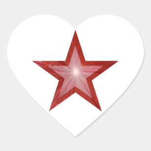 Red Star heart sticker white