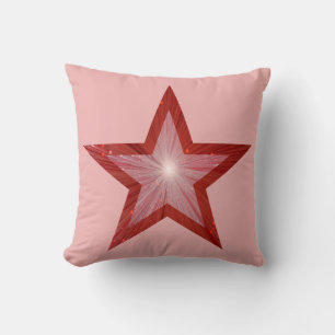 Red Star large & small square pale pink Cushion