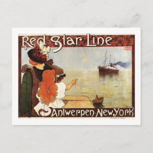 Red Star Line Cruises to New York Promo Poster Postcard