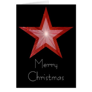Red Star 'Merry Christmas' card black vertical