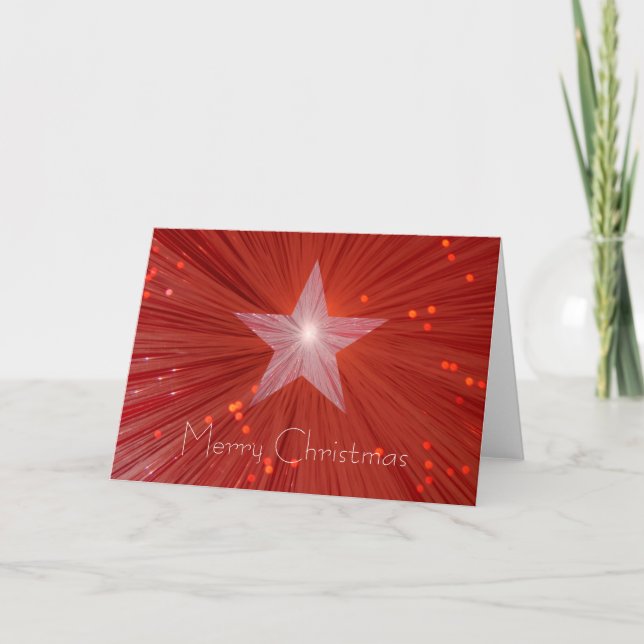 Red Star 'Merry Christmas' text greetings card (Front)