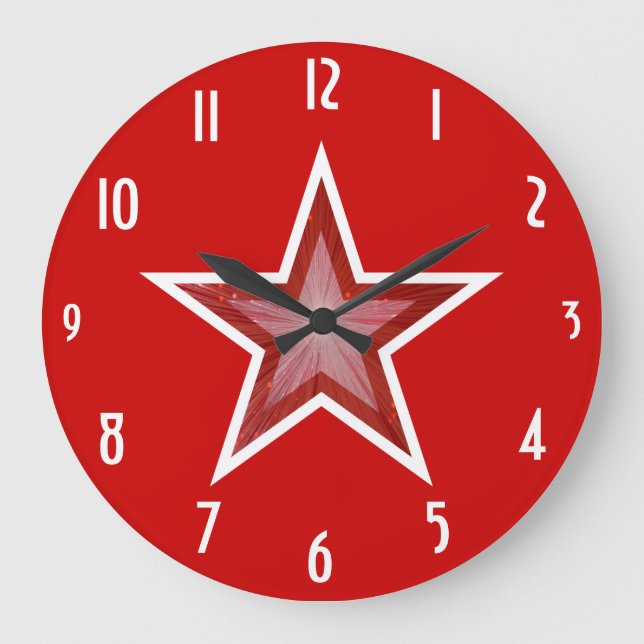 Red Star 'numbers' clock round red (Front)