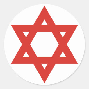 Red Star Of David, Israel flag Classic Round Sticker