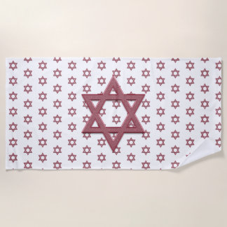Red Star of David Seamless Beach Towel