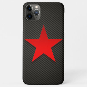 Red Star on Black Carbon Fibre iPhone 11 Pro Max Case