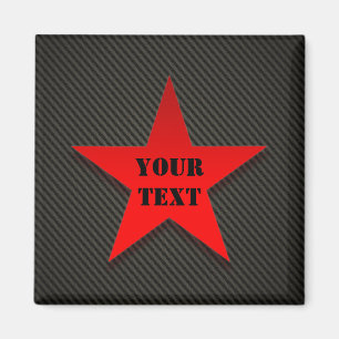 Red Star on Black Carbon Fibre Magnet