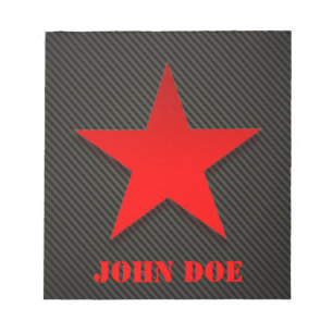 Red Star on Black Carbon Fibre Notepad