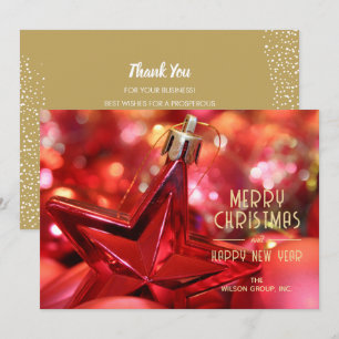 Red Star Ornament Business Thank You Christmas Holiday Card