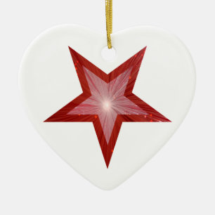 Red Star ornament heart shape white