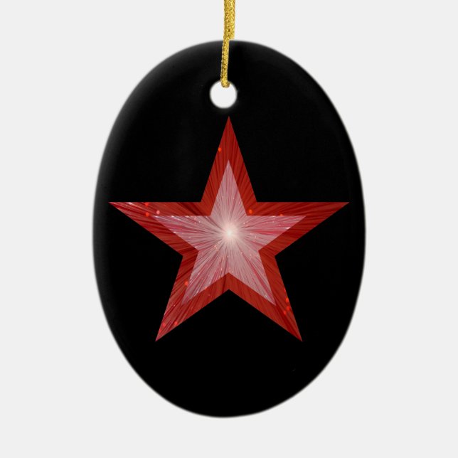 Red Star ornament oval shape black (Front)