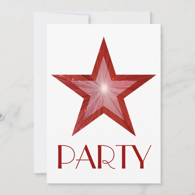 Red Star 'Party' invitation white (Front)