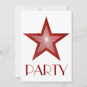 Red Star 'Party' invitation white