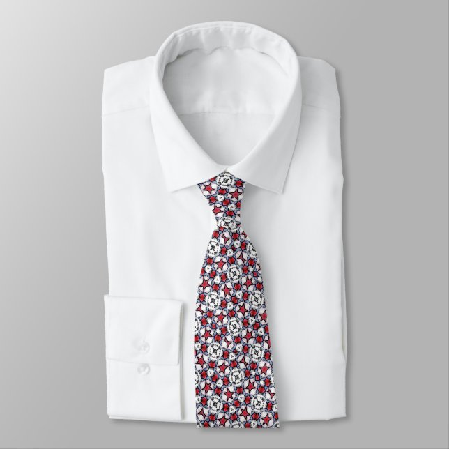 Red Star Party Neck Tie (Tied)