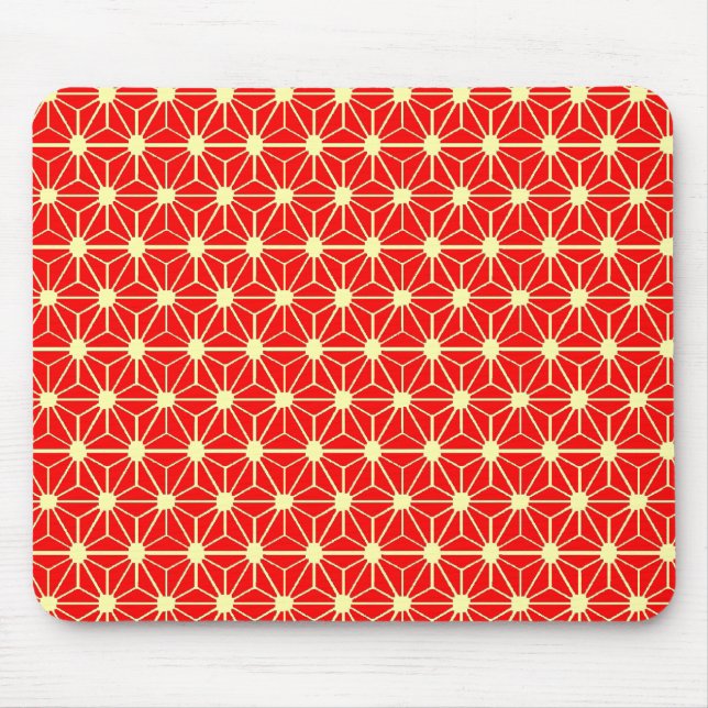 red star pattern with yellow line mouse mat (Front)
