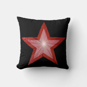 Red Star printed throw pillow square black
