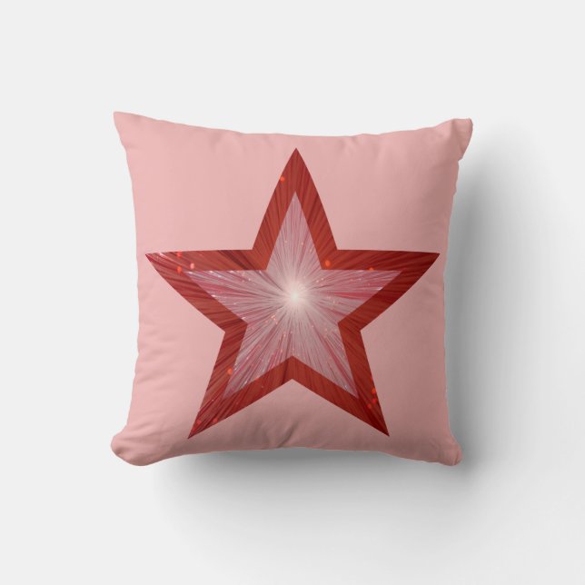 Red Star printed throw pillow square pink (Front)