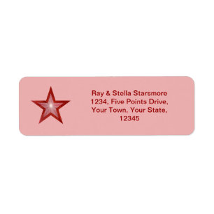 Red Star return address label pink
