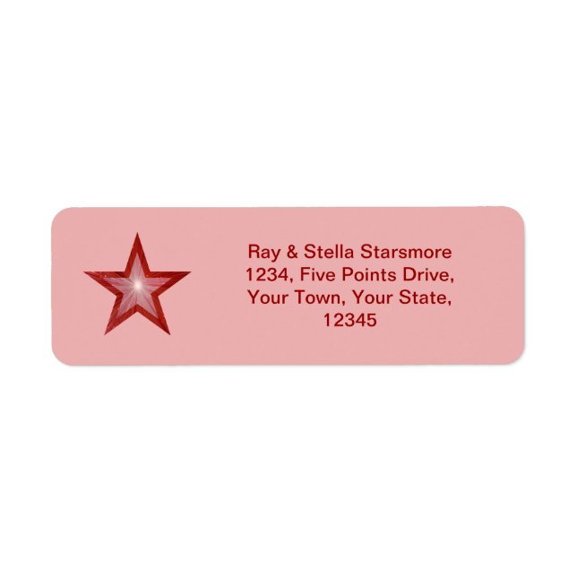 Red Star return address label pink (Front)