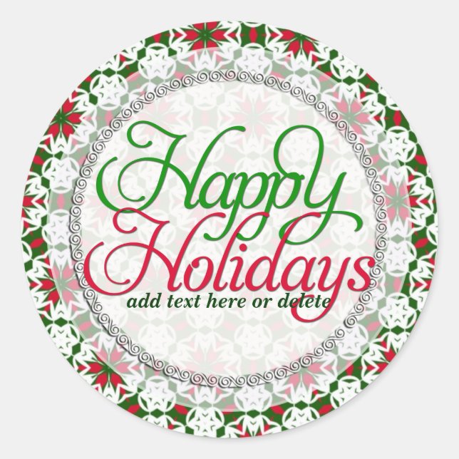 Red Star Ribbon Happy Holidays Gift label Sticker (Front)