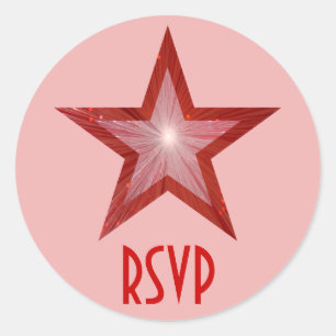 Red Star RSVP round sticker pink