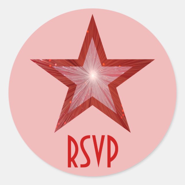 Red Star RSVP round sticker pink (Front)