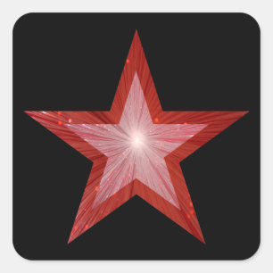 Red Star square sticker black
