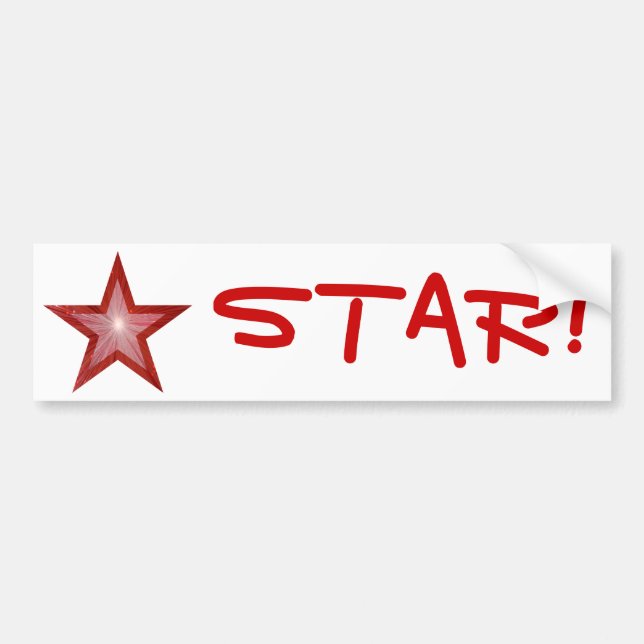 Red Star 'STAR!' bumper sticker white (Front)