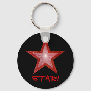 Red Star 'STAR!' keychain black