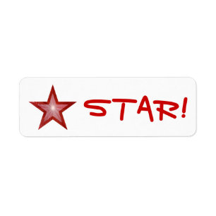 Red Star "STAR!" label small white