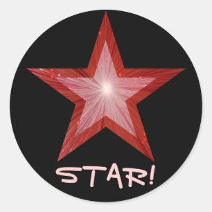 Red Star 'STAR!' round sticker black