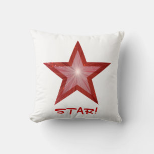 Red Star 'STAR!' throw pillow square white