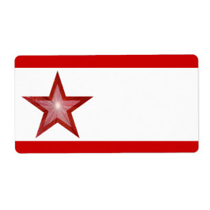 Red Star stripe label large white plain