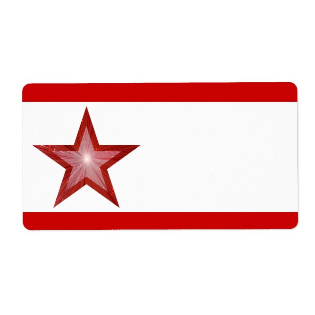 Red Star stripe label large white plain (Front)