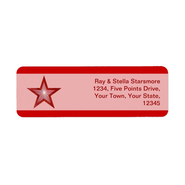 Red Star stripe return address label pink (Front)