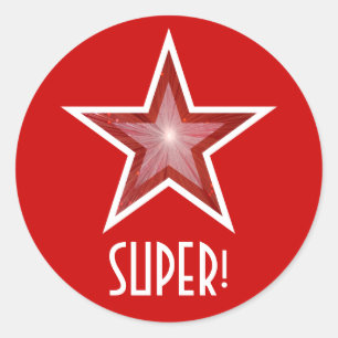 Red Star 'SUPER!' round sticker red