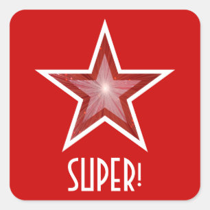 Red Star 'SUPER!' square sticker red