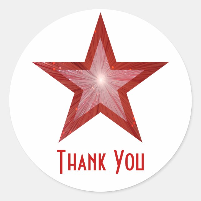 Red Star "Thank You" round sticker white (Front)