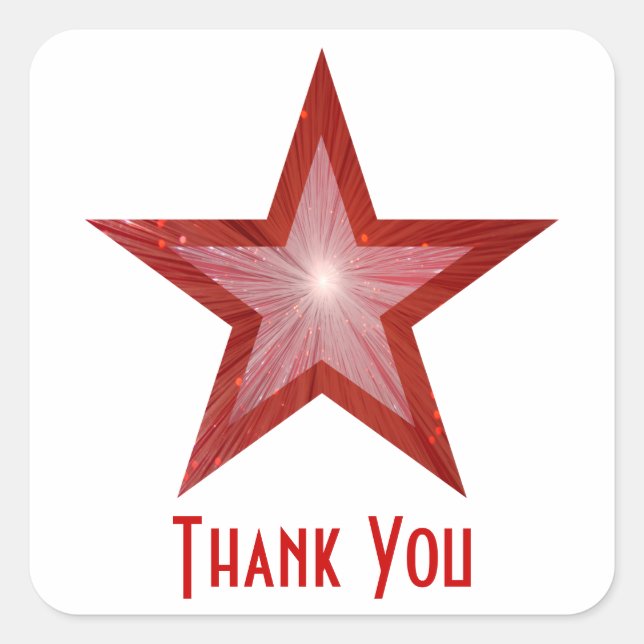 Red Star 'Thank You' square sticker white (Front)