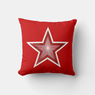Red Star throw pillow square red white