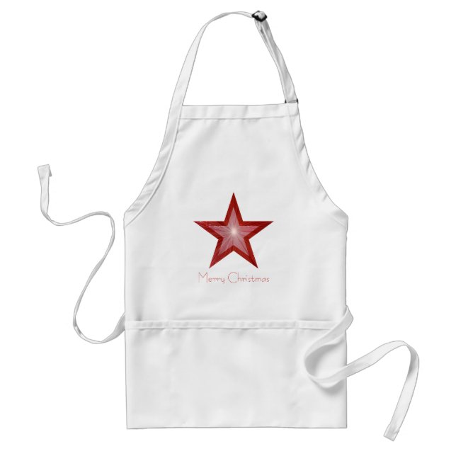 Red Star 'two tone'  'Merry Christmas' apron (Front)