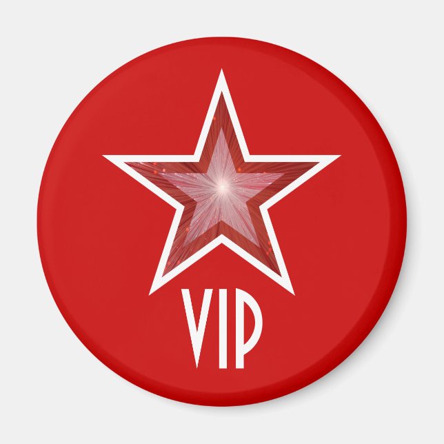 Red Star 'VIP' fridge magnet round red (Front)