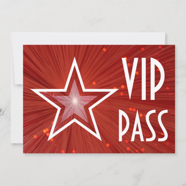 Red Star 'VIP PASS' horizontal white back Invitation (Front)