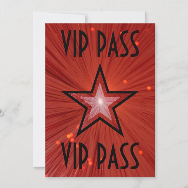 Red Star 'VIP PASS' invitation black (Front)