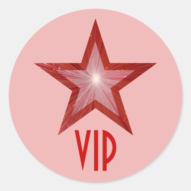 Red Star VIP round sticker pale pink (Front)