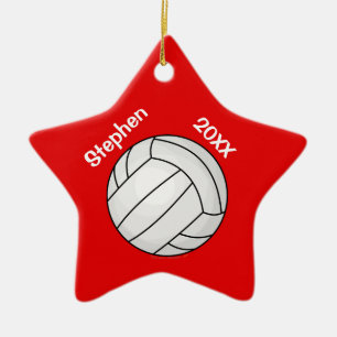 Red Star Volleyball Player Personalised Christmas Ceramic Tree Decoration