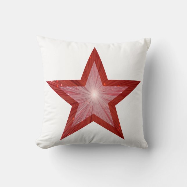 Red Star white throw pillow square red back (Front)