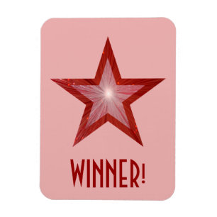 Red Star 'Winner!' flexible magnet pink