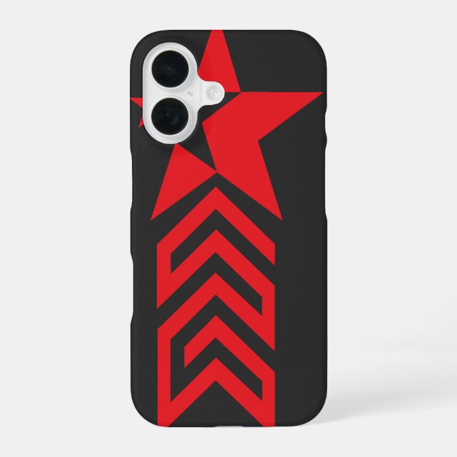 Red Star with Chevron Arrows iPhone 16 Case (Back)