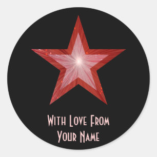 Red Star 'With Love From'' round sticker black