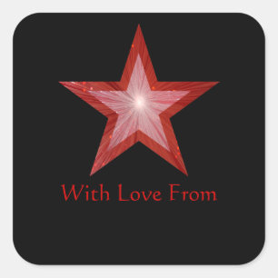 Red Star 'With Love From'' square sticker black